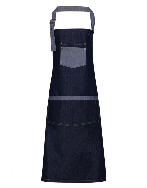 embroidered denim contrast apron