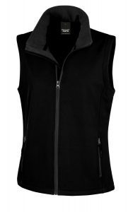 Printable and branded ladies full front zip softshell bodywarmer in a range of stand out colours.