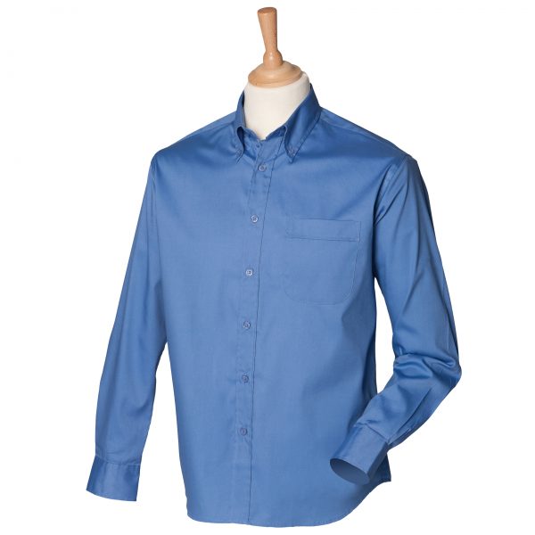 This men's long sleeve pinpoint oxford shirt is available in four great colours and a range of sizes. You choose the colour and we will custom embroider your brand name or company logo. These short sleeve button down collar branded shirts are a smart addition to your corporate workwear or company uniform collection!