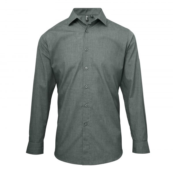 This men's poplin cross-dye roll sleeve shirt available in a grey denim and indigo denim. You choose the denim colour and we will custom embroider your brand name or company logo. These branded denim shirts with roll up sleeves are an alternative shirt option for your corporate workwear or company uniform collection!