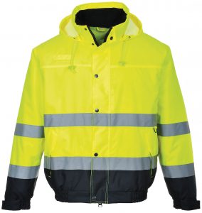 This hi visibility bomber jacket can be custom embroidered with your company name or brand logo, making these hi vis with logo bomber jackets a great option for your customised hi visibility workwear collection.