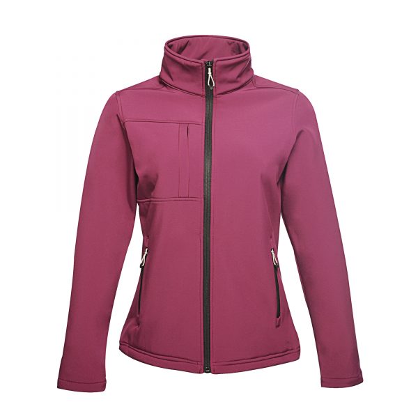 These Regatta Octagon 3 Layer stylish ladies fit waterproof and breathable softshell jackets come in a range of super stand out colours and sizes. Custom embroidered with your brand name or company logo these shaped fit jackets are a great addition to your corporate workwear or company uniform collection.