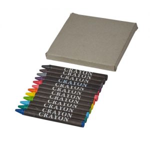 12 piece wax crayons printed with your brand name or company logo